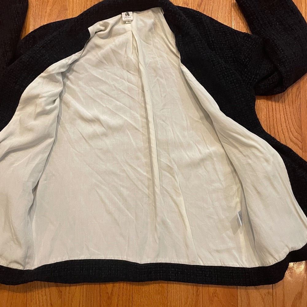 Flawless Black Textured Tweed Blazer Womens Size S Single Button Wool Blend soft - Picture 7 of 9